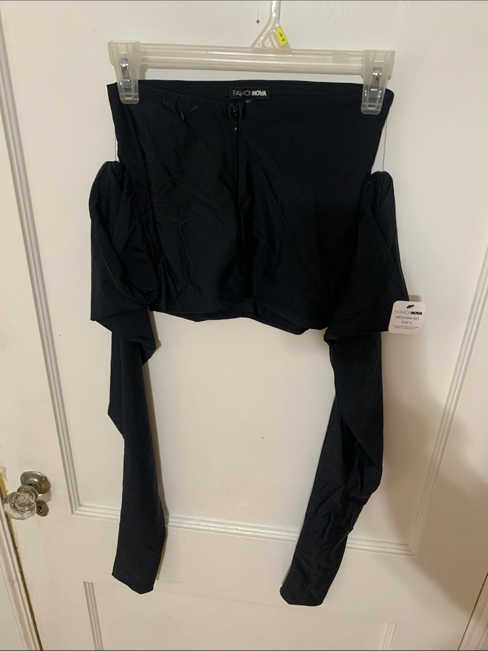 NWT Fashion Nova Black Crop Tube Top with Separate Sleeves / 3 piece